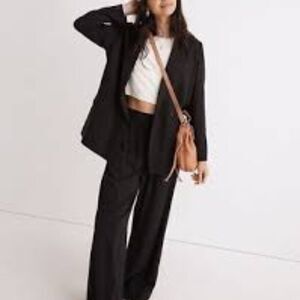 Madewell Drape Weave Cadewell Black Double Breasted Relaxed Fit Jacket XXS
